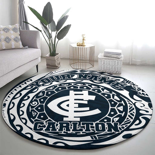 Personalized Carlton Blues Polynesian Round Carpet Tribal Chest and Sleeve Tattoo Heritage Warrior