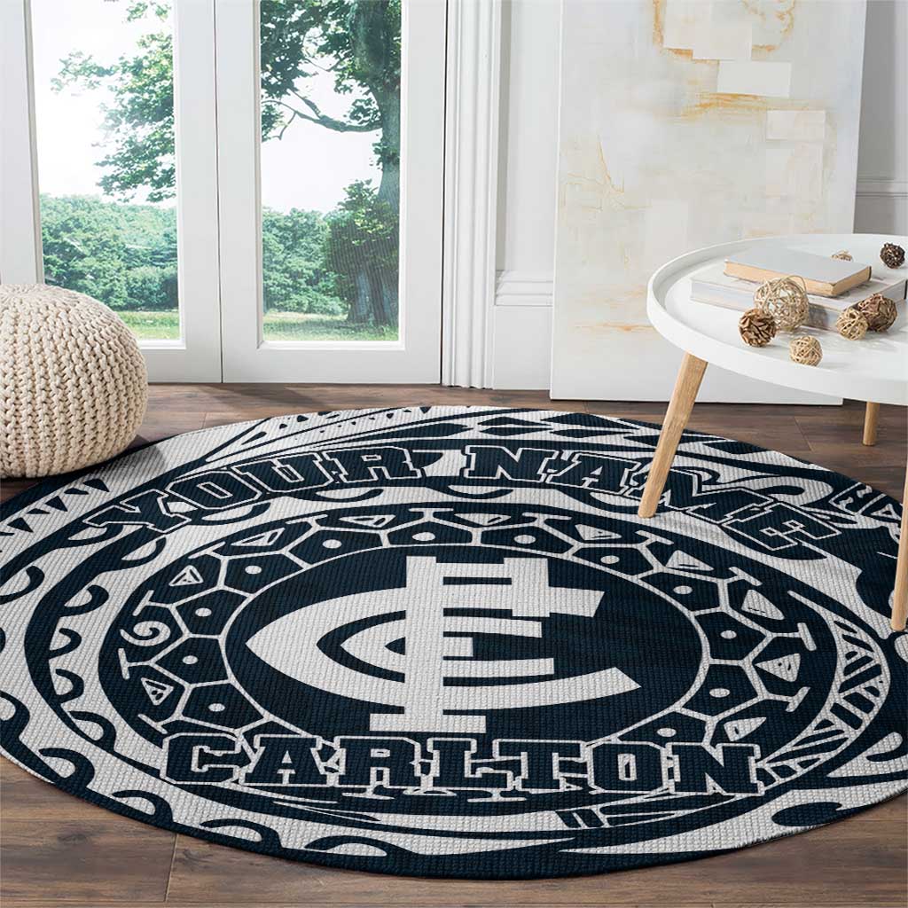 Personalized Carlton Blues Polynesian Round Carpet Tribal Chest and Sleeve Tattoo Heritage Warrior