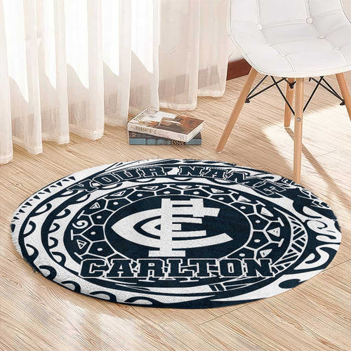 Personalized Carlton Blues Polynesian Round Carpet Tribal Chest and Sleeve Tattoo Heritage Warrior