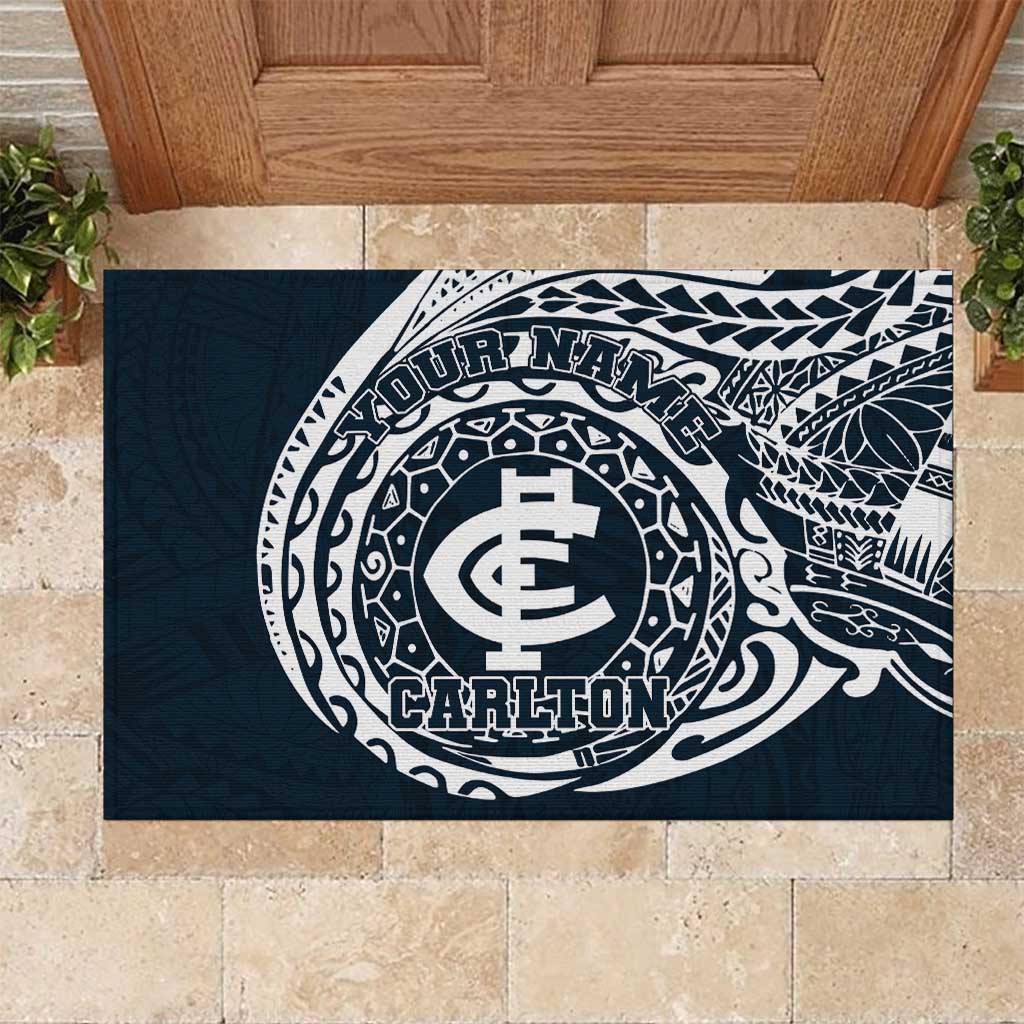 Personalized Carlton Blues Polynesian Rubber Doormat Tribal Chest and Sleeve Tattoo Heritage Warrior