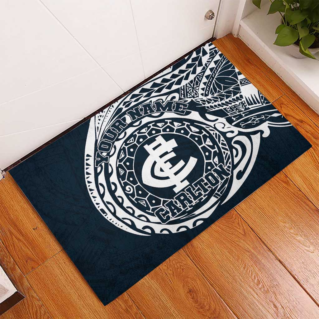 Personalized Carlton Blues Polynesian Rubber Doormat Tribal Chest and Sleeve Tattoo Heritage Warrior