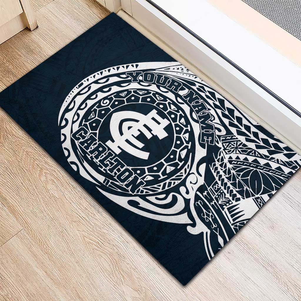 Personalized Carlton Blues Polynesian Rubber Doormat Tribal Chest and Sleeve Tattoo Heritage Warrior