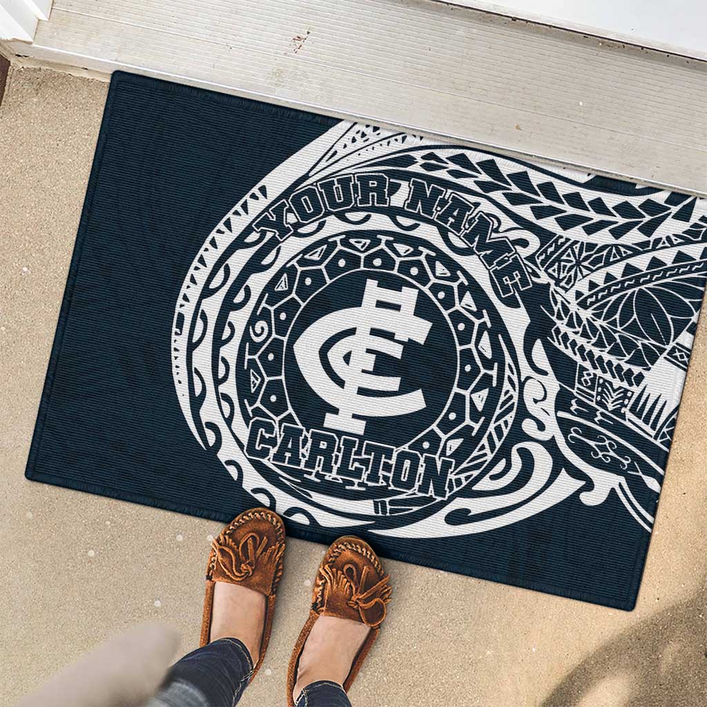 Personalized Carlton Blues Polynesian Rubber Doormat Tribal Chest and Sleeve Tattoo Heritage Warrior