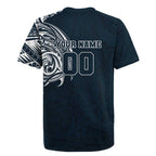 Personalized Carlton Blues Polynesian Rugby Jersey Tribal Chest and Sleeve Tattoo Heritage Warrior