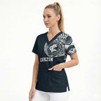 Personalized Carlton Blues Polynesian Scrub Top Tribal Chest and Sleeve Tattoo Heritage Warrior