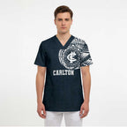 Personalized Carlton Blues Polynesian Scrub Top Tribal Chest and Sleeve Tattoo Heritage Warrior