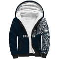 Personalized Carlton Blues Polynesian Sherpa Hoodie Tribal Chest and Sleeve Tattoo Heritage Warrior
