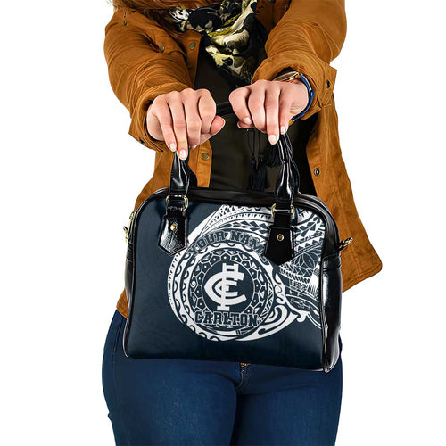 Personalized Carlton Blues Polynesian Shoulder Handbag Tribal Chest and Sleeve Tattoo Heritage Warrior