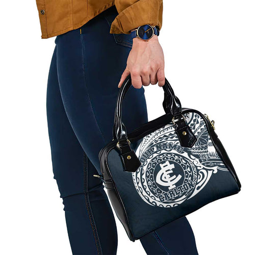 Personalized Carlton Blues Polynesian Shoulder Handbag Tribal Chest and Sleeve Tattoo Heritage Warrior