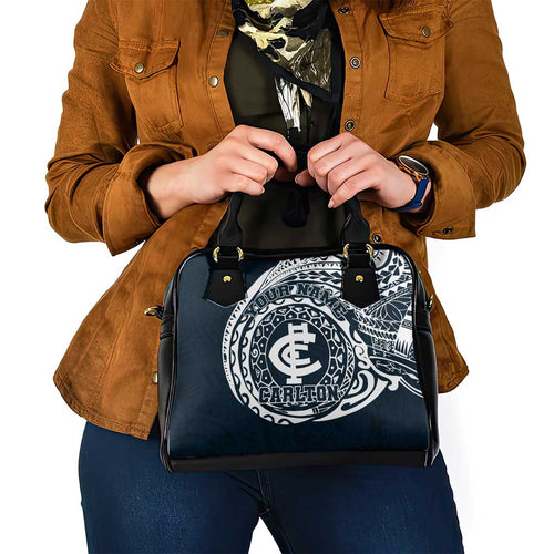 Personalized Carlton Blues Polynesian Shoulder Handbag Tribal Chest and Sleeve Tattoo Heritage Warrior