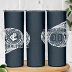 Personalized Carlton Blues Polynesian Skinny Tumbler Tribal Chest and Sleeve Tattoo Heritage Warrior