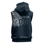 Personalized Carlton Blues Polynesian Sleeveless Hoodie Tribal Chest and Sleeve Tattoo Heritage Warrior