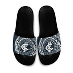 Personalized Carlton Blues Polynesian Slide Sandals Tribal Chest and Sleeve Tattoo Heritage Warrior