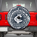 Personalized Carlton Blues Polynesian Spare Tire Cover Tribal Chest and Sleeve Tattoo Heritage Warrior