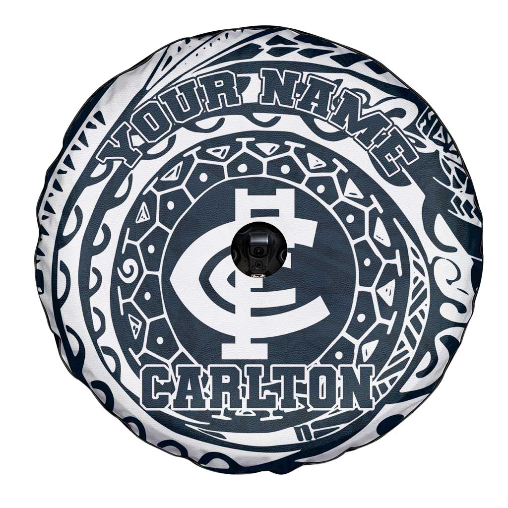 Personalized Carlton Blues Polynesian Spare Tire Cover Tribal Chest and Sleeve Tattoo Heritage Warrior