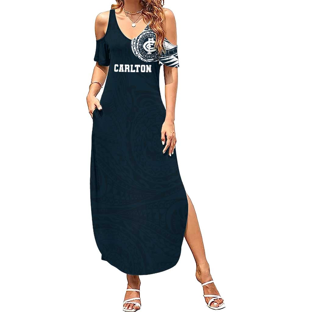 Personalized Carlton Blues Polynesian Summer Maxi Dress Tribal Chest and Sleeve Tattoo Heritage Warrior