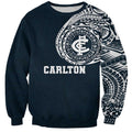 Personalized Carlton Blues Polynesian Sweatshirt Tribal Chest and Sleeve Tattoo Heritage Warrior