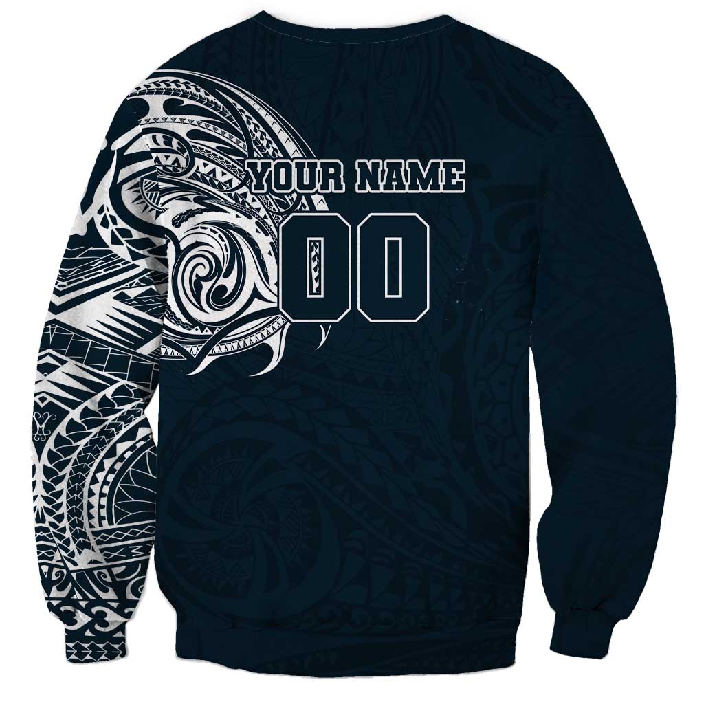 Personalized Carlton Blues Polynesian Sweatshirt Tribal Chest and Sleeve Tattoo Heritage Warrior