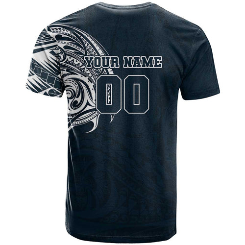 Personalized Carlton Blues Polynesian T Shirt Tribal Chest and Sleeve Tattoo Heritage Warrior