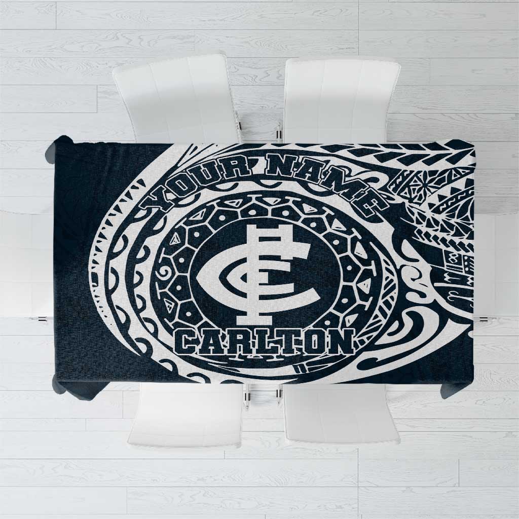 Personalized Carlton Blues Polynesian Tablecloth Tribal Chest and Sleeve Tattoo Heritage Warrior