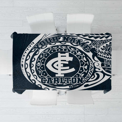 Personalized Carlton Blues Polynesian Tablecloth Tribal Chest and Sleeve Tattoo Heritage Warrior
