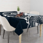 Personalized Carlton Blues Polynesian Tablecloth Tribal Chest and Sleeve Tattoo Heritage Warrior