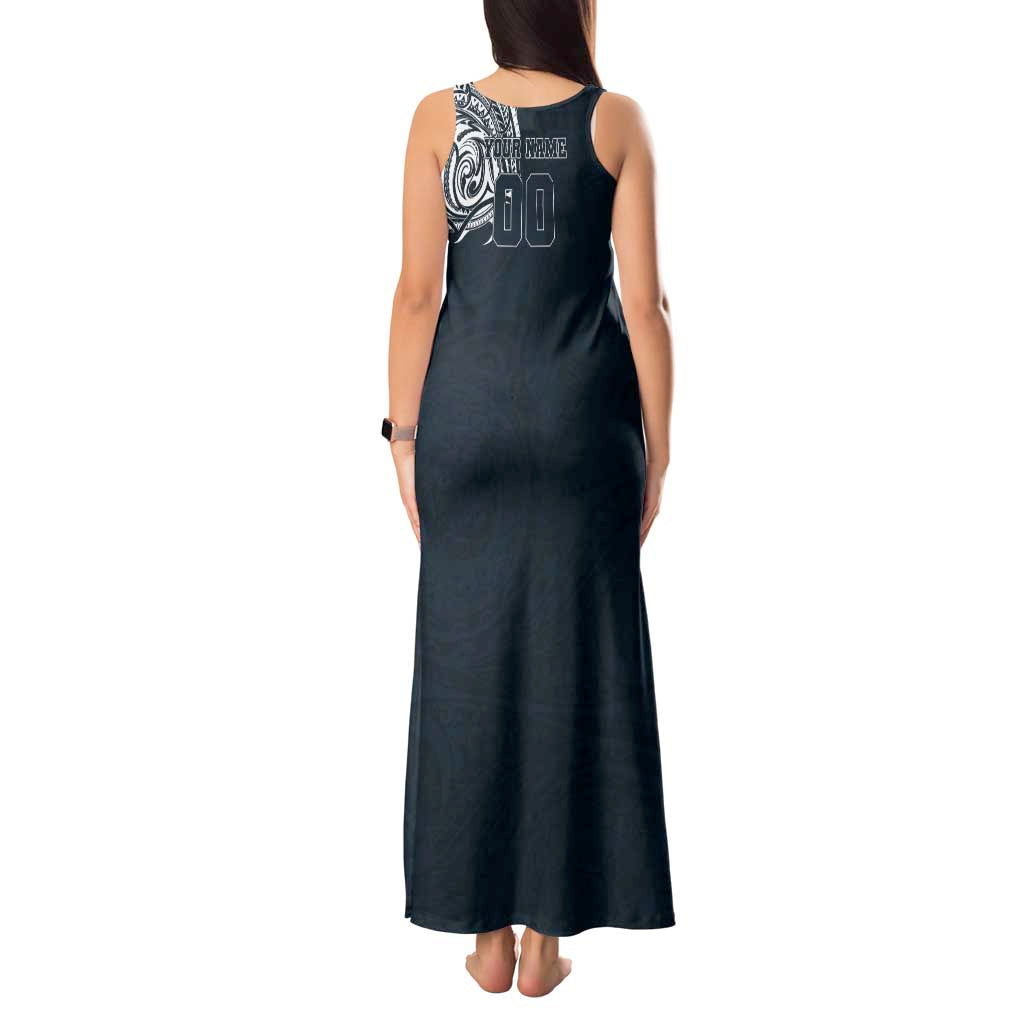 Personalized Carlton Blues Polynesian Tank Maxi Dress Tribal Chest and Sleeve Tattoo Heritage Warrior