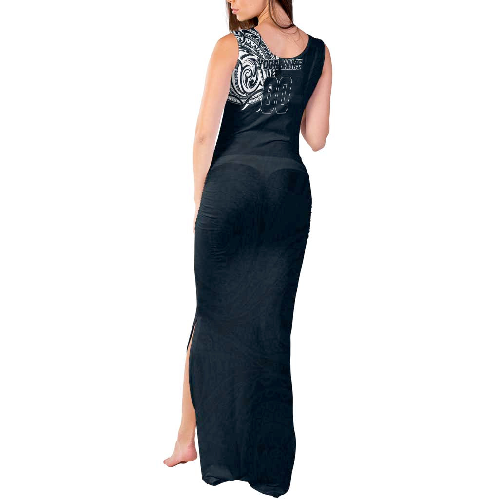 Personalized Carlton Blues Polynesian Tank Maxi Dress Tribal Chest and Sleeve Tattoo Heritage Warrior