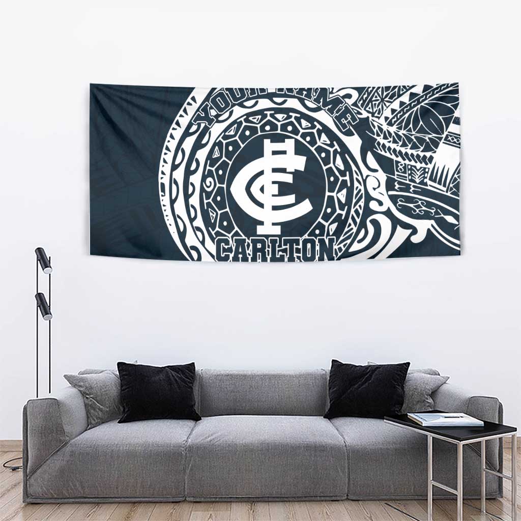 Personalized Carlton Blues Polynesian Tapestry Tribal Chest and Sleeve Tattoo Heritage Warrior