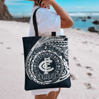 Personalized Carlton Blues Polynesian Tote Bag Tribal Chest and Sleeve Tattoo Heritage Warrior