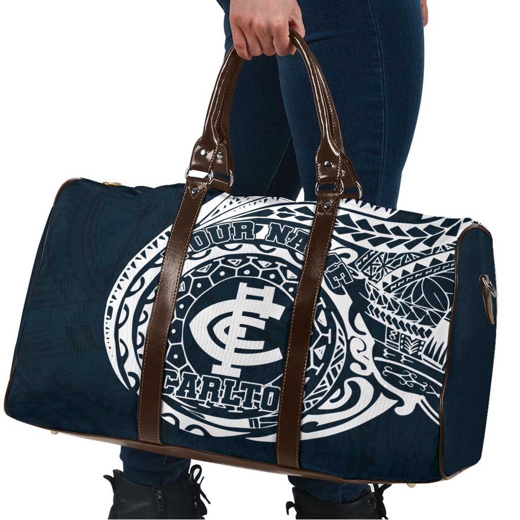 Personalized Carlton Blues Polynesian Travel Bag Tribal Chest and Sleeve Tattoo Heritage Warrior