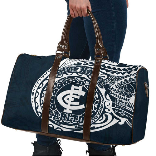 Personalized Carlton Blues Polynesian Travel Bag Tribal Chest and Sleeve Tattoo Heritage Warrior