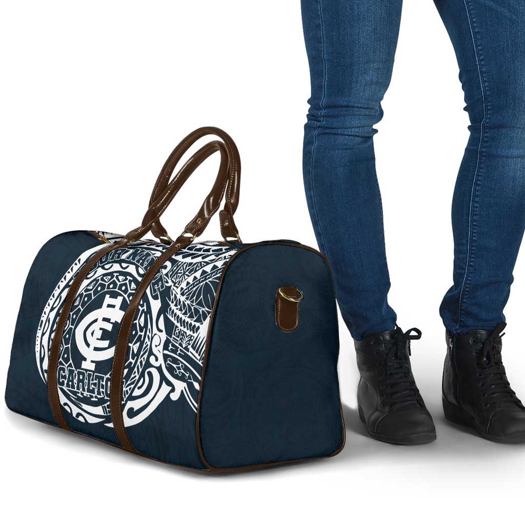 Personalized Carlton Blues Polynesian Travel Bag Tribal Chest and Sleeve Tattoo Heritage Warrior