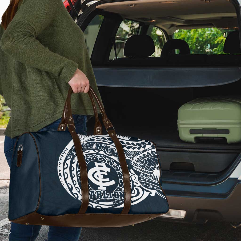 Personalized Carlton Blues Polynesian Travel Bag Tribal Chest and Sleeve Tattoo Heritage Warrior