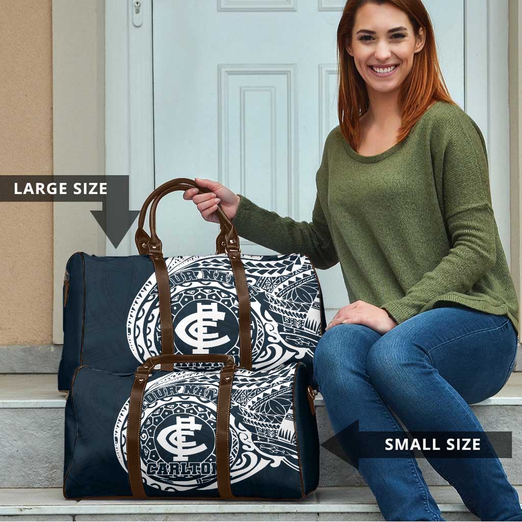 Personalized Carlton Blues Polynesian Travel Bag Tribal Chest and Sleeve Tattoo Heritage Warrior