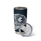 Personalized Carlton Blues Polynesian Tumbler Cup Tribal Chest and Sleeve Tattoo Heritage Warrior