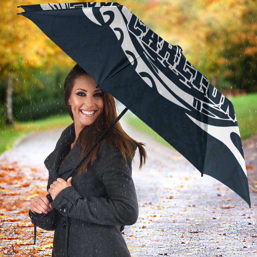 Personalized Carlton Blues Polynesian Umbrella Tribal Chest and Sleeve Tattoo Heritage Warrior