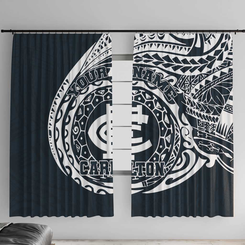 Personalized Carlton Blues Polynesian Window Curtain Tribal Chest and Sleeve Tattoo Heritage Warrior