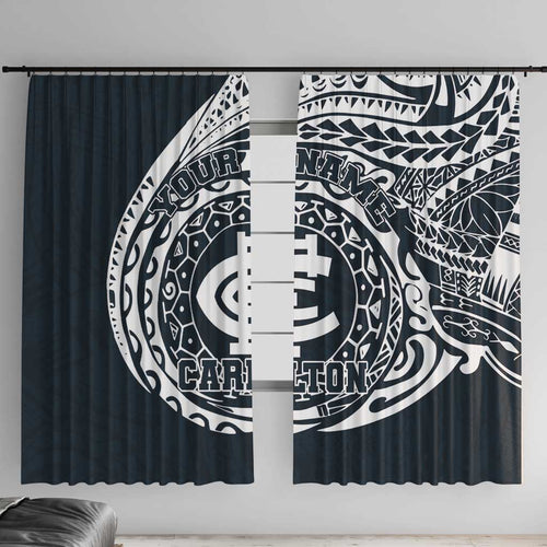 Personalized Carlton Blues Polynesian Window Curtain Tribal Chest and Sleeve Tattoo Heritage Warrior
