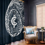 Personalized Carlton Blues Polynesian Window Curtain Tribal Chest and Sleeve Tattoo Heritage Warrior