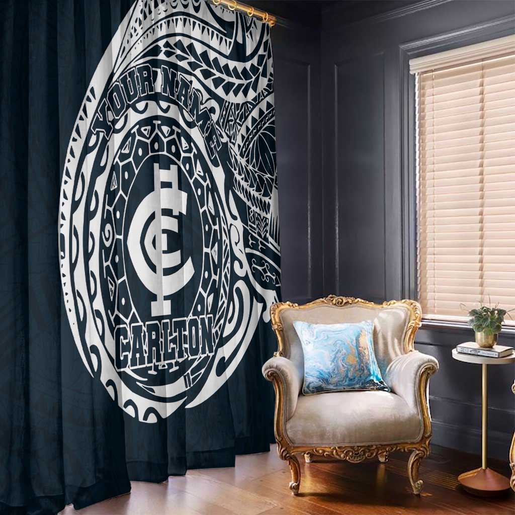 Personalized Carlton Blues Polynesian Window Curtain Tribal Chest and Sleeve Tattoo Heritage Warrior