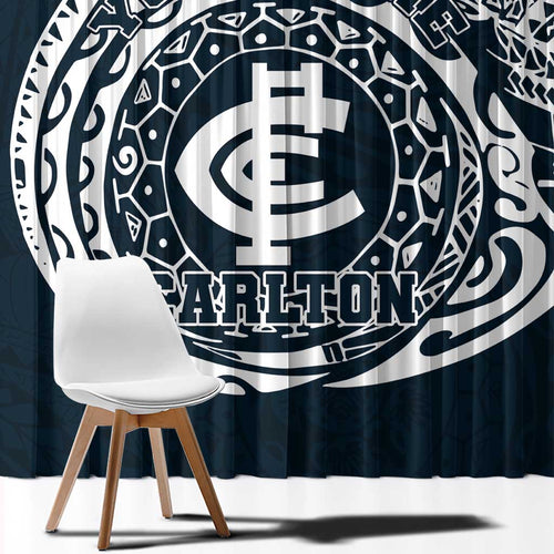 Personalized Carlton Blues Polynesian Window Curtain Tribal Chest and Sleeve Tattoo Heritage Warrior