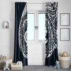 Personalized Carlton Blues Polynesian Window Curtain Tribal Chest and Sleeve Tattoo Heritage Warrior