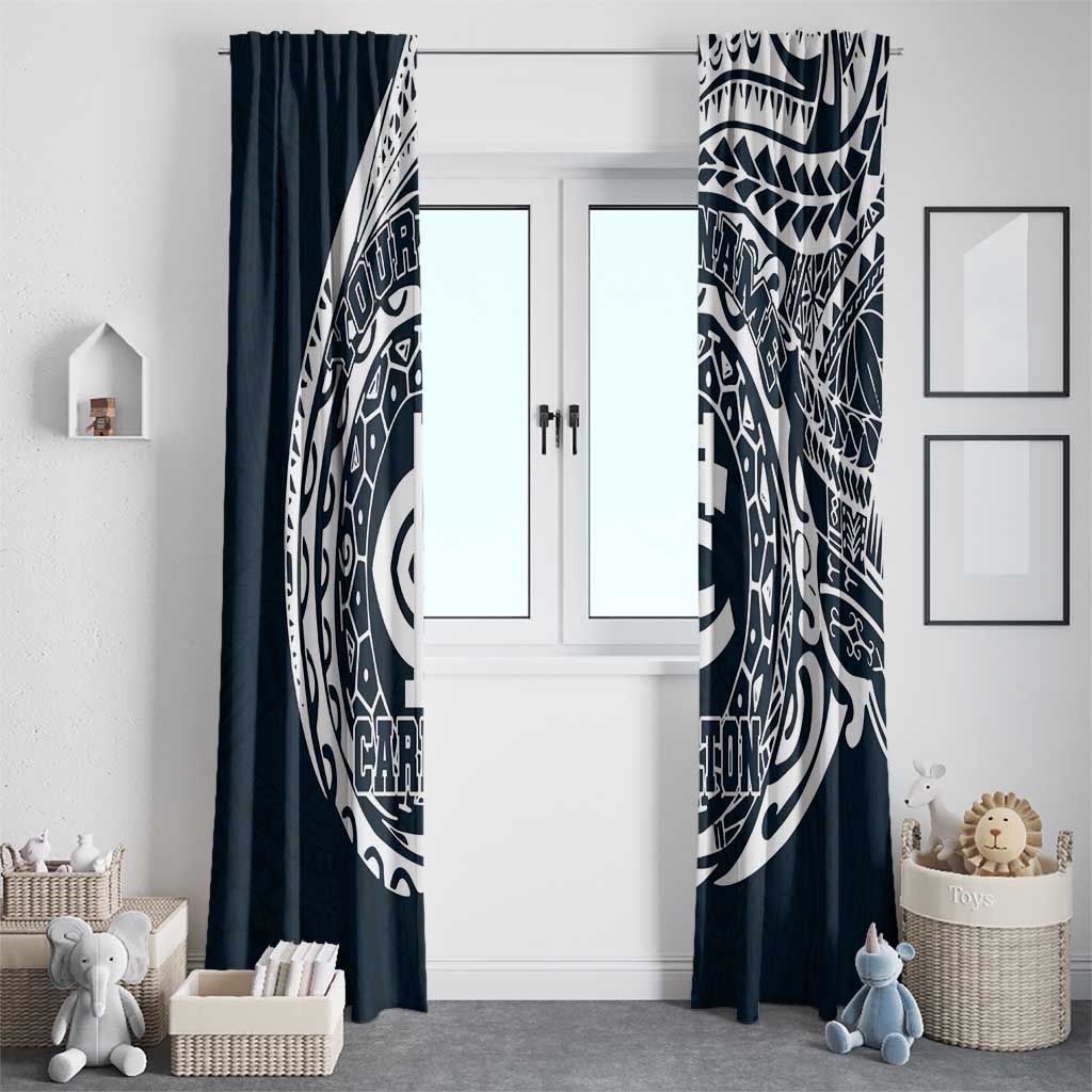 Personalized Carlton Blues Polynesian Window Curtain Tribal Chest and Sleeve Tattoo Heritage Warrior