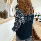 Personalized Carlton Blues Polynesian Women Casual Shirt Tribal Chest and Sleeve Tattoo Heritage Warrior