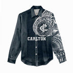 Personalized Carlton Blues Polynesian Women Casual Shirt Tribal Chest and Sleeve Tattoo Heritage Warrior
