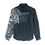 Personalized Carlton Blues Polynesian Women Casual Shirt Tribal Chest and Sleeve Tattoo Heritage Warrior
