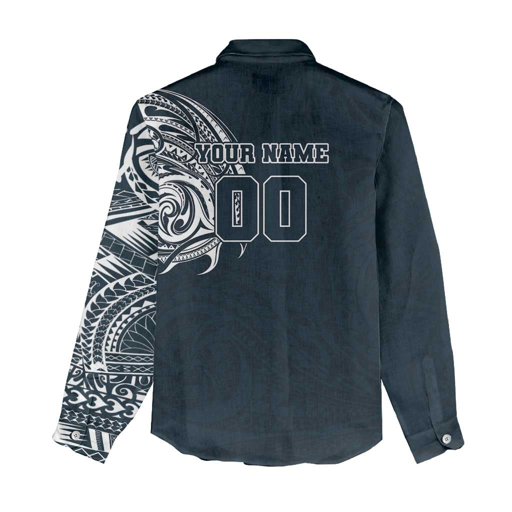 Personalized Carlton Blues Polynesian Women Casual Shirt Tribal Chest and Sleeve Tattoo Heritage Warrior