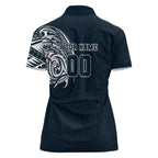 Personalized Carlton Blues Polynesian Women Polo Shirt Tribal Chest and Sleeve Tattoo Heritage Warrior