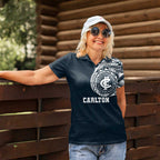 Personalized Carlton Blues Polynesian Women Polo Shirt Tribal Chest and Sleeve Tattoo Heritage Warrior